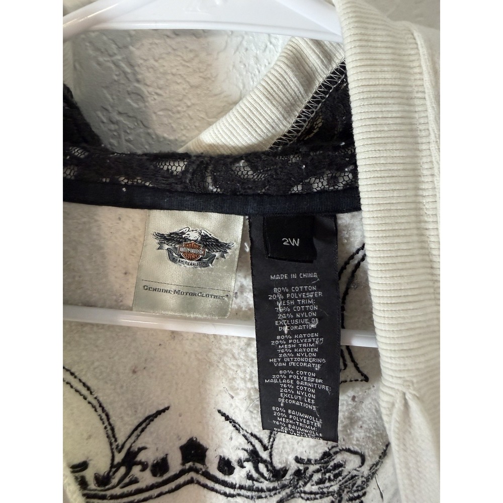 VTG Harley-Davidson Women's White Full Zip Fleece Hoodie size 2XL - Picture 8 of 10